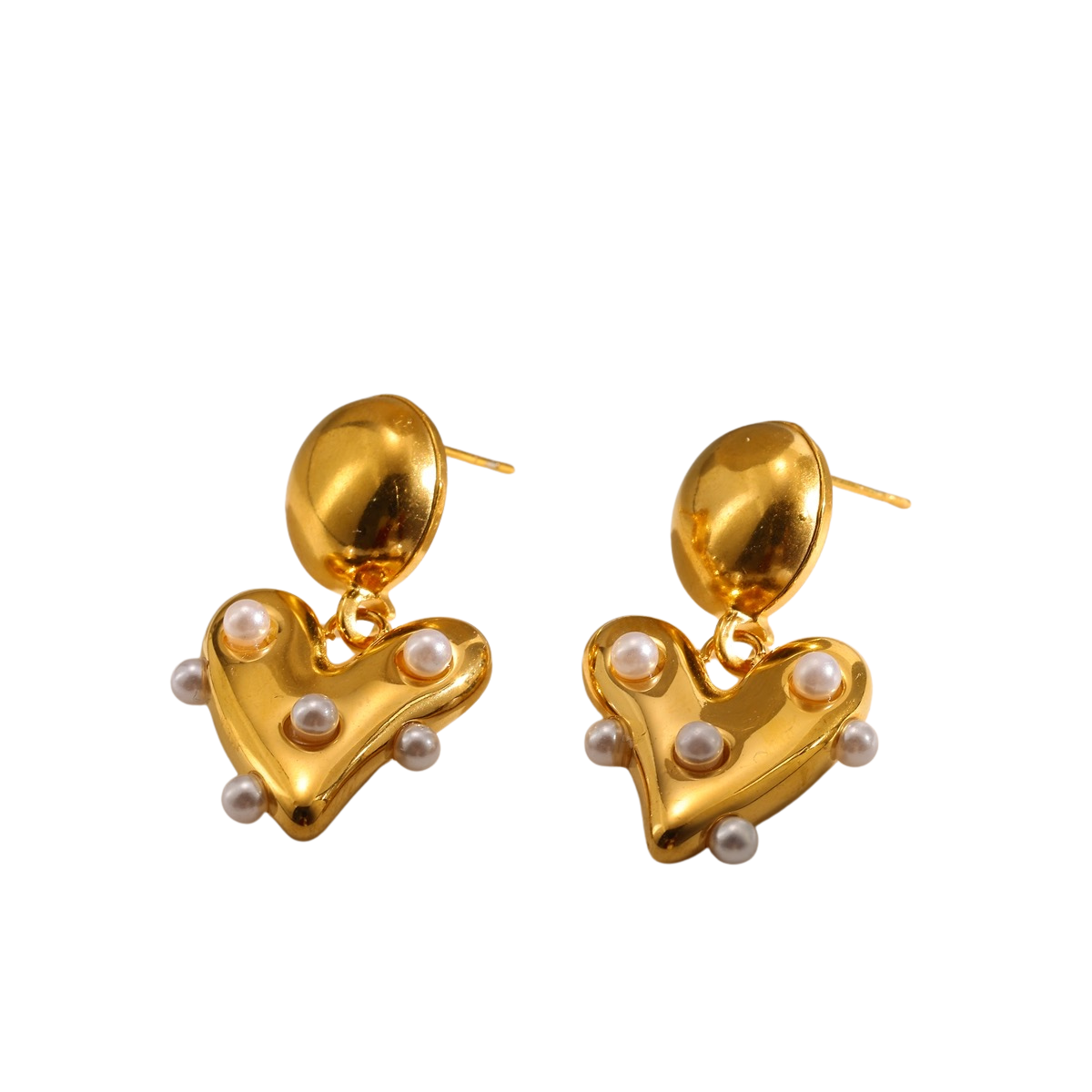 Pearly heart - Stud earrings