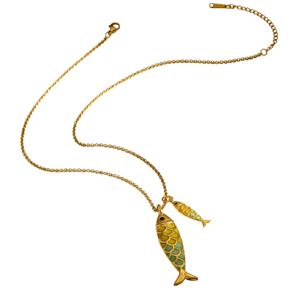 Twin fish green - Necklace