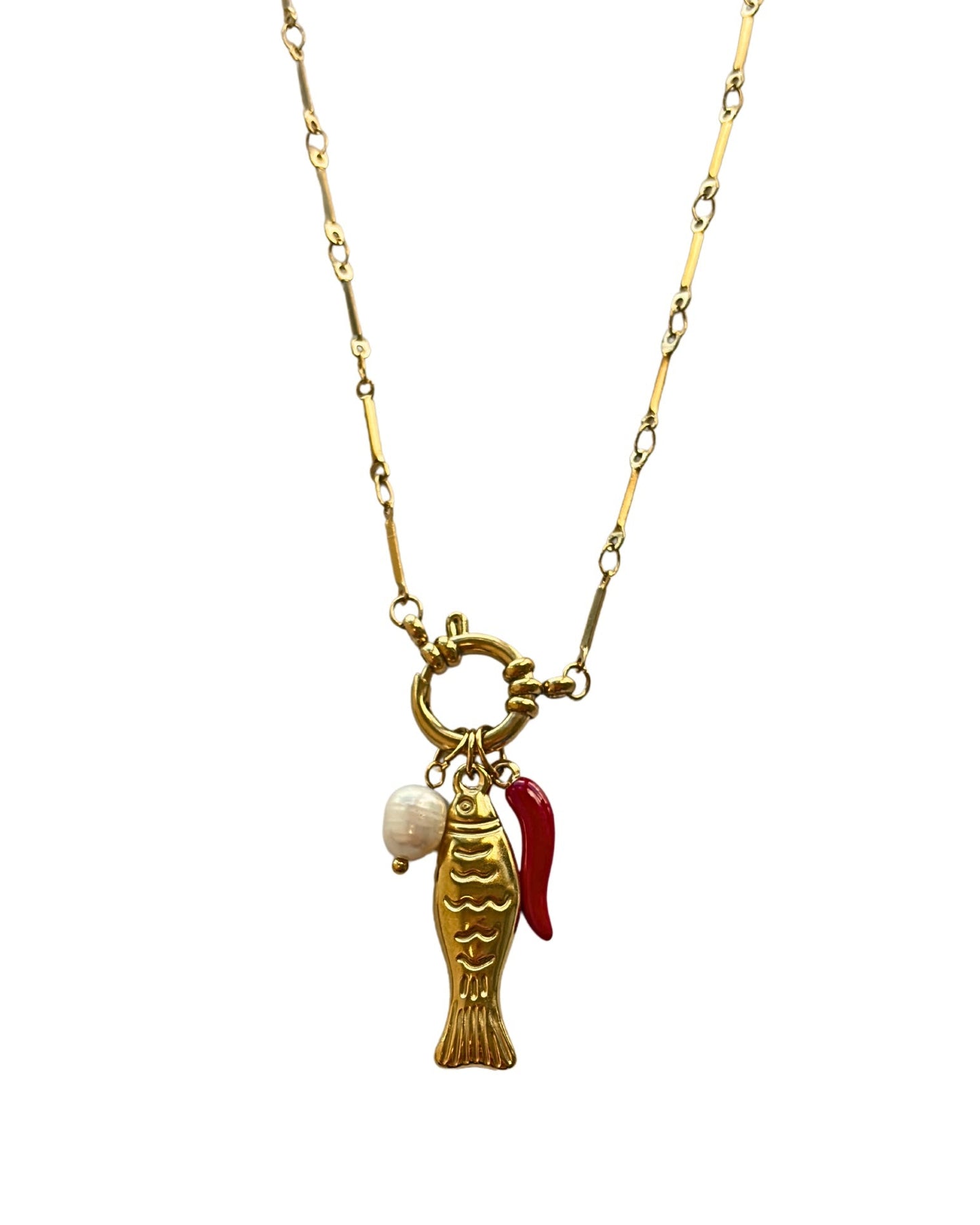 Red fish - Charm necklace