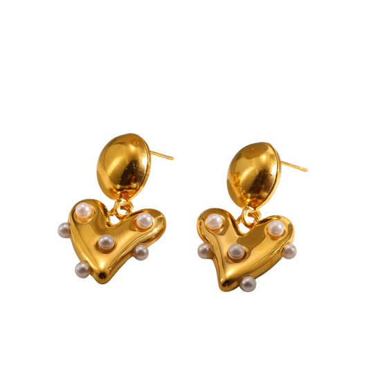 Pearly heart - Stud earrings