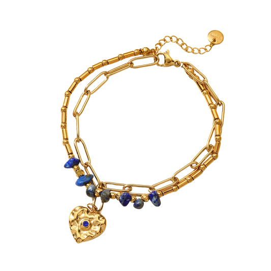 Blue heart - Bedelarmband