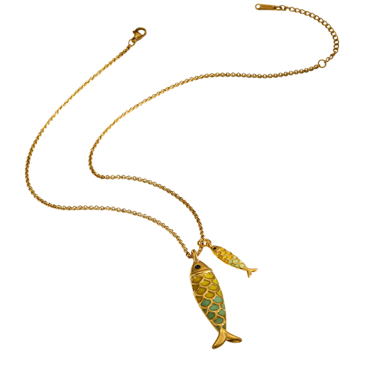 Twin fish green - Necklace