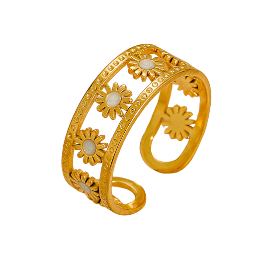 White sunflower - Ring