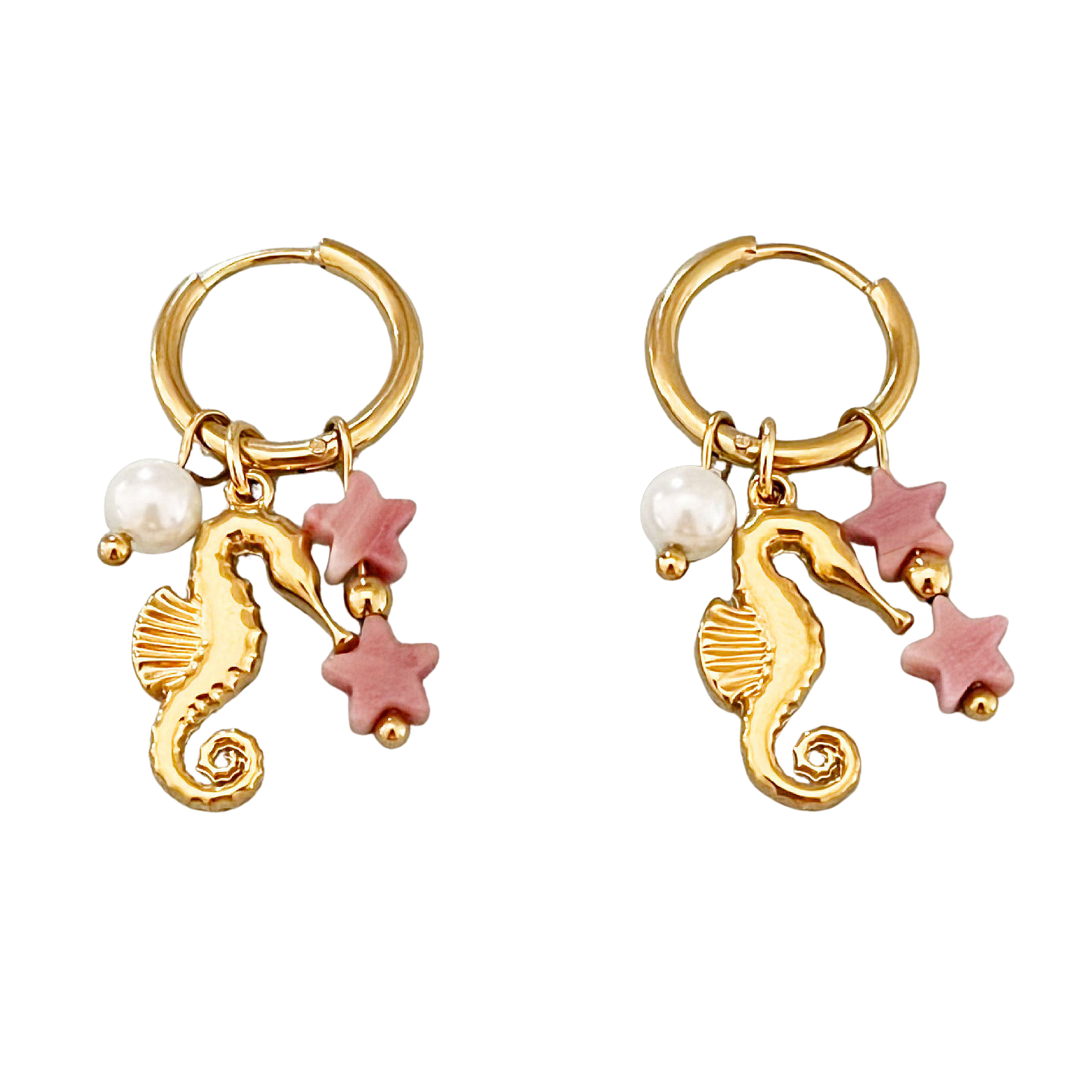 Pink seahorse - Earrings