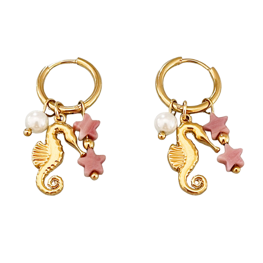 Pink seahorse - Earrings