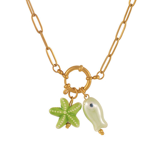 Floral fish green - Necklace